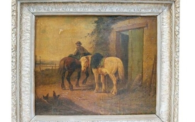 Continental School: Horses - Oil Painting
