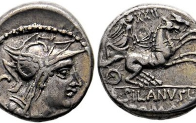 D. Iunius Silanus L.f. - Denarius (3,84 g), Roma, 91...