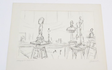 D'après Alberto GIACOMETTI (1901-1966). Dans l'Atelier. Lithographie en noire sur papier fort (planche double). Provient...