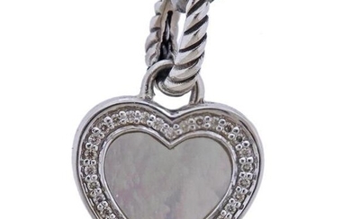 David Yurman Silver Diamond MOP Heart Pendant