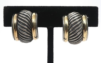 David Yurman Sterling Silver 14K Clip-On Earrings