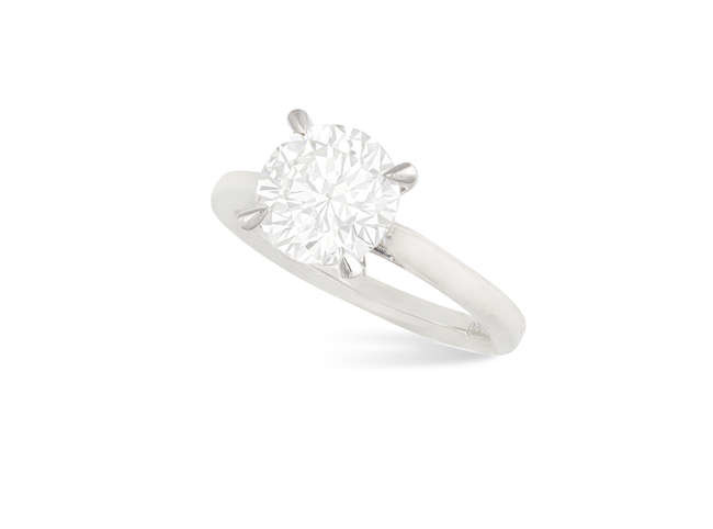 Description A DIAMOND SINGLE-STONE RING The round brilliant-cut diamond...