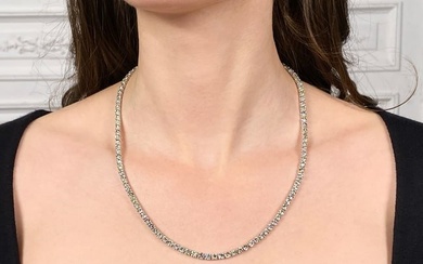 Diamond And 18k White Gold Tennis Necklace