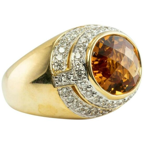 Diamond Citrine Ring 18K Gold Band Vintage by Kristina
