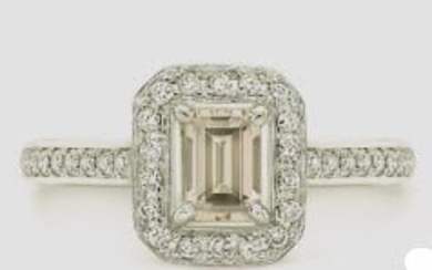 Diamond Emerald Cut Engagement Ring In Platinum (1.0 Ctw)