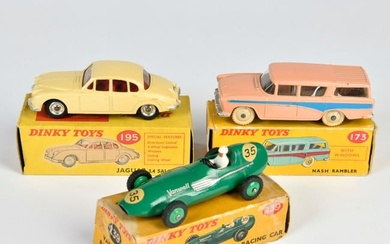 Dinky Toys, Vanhall Racing Car, Jaguar & Nash Rambler