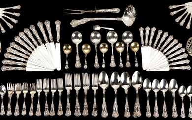 Dominick and Haff Sterling Silver New King Flatware, Svc. for 12, 173 Pcs Total