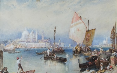 ECOLE ANGLAISE du XIXe siècle Vue du grand canal à Venise devant le palais des...