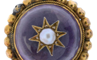 Early 20th century amethyst & split pearl ring