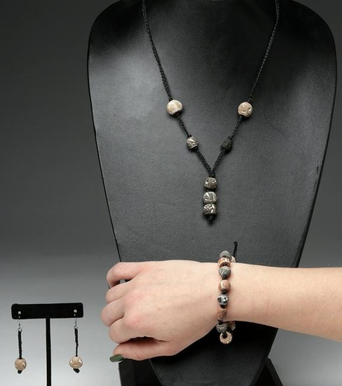 Ecuadorian Spindle Whorl Necklace, Bracelet, & Earrings