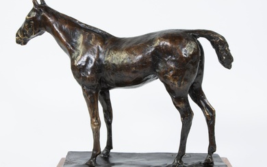 Edgar DEGAS (1834-1917), sculpture in brown patinated bronze Cheval à l'arret, numbered XV/XXIV and signed on the base, posthumous edition (see justification)