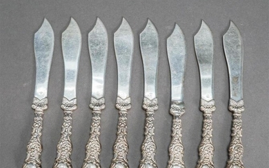 Eight Hamilton & Designer Rococo Style Silver Cocktail Knives, 5.6 oz