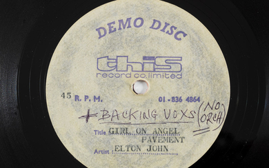 Elton John: An acetate recording of The Girl On Angel Pavement/Two Of A Kind