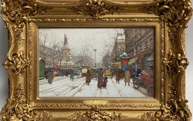 Eugène GALIEN-LALOUE (1854-1941) Paris, la place de la République Gouache et aquarelle signée en bas...