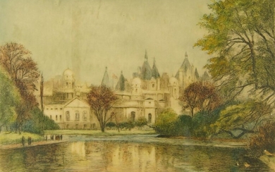 Eugene James Tily, British 1870-1937- St James's Park, after Edward King; etching printed in colours, signed by the printmaker and the artist in pencil within the plate, published in 1925 by the Museum Galleries, London, bears publisher's...