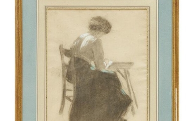 Everett Shinn (attrib), pastel on paper
