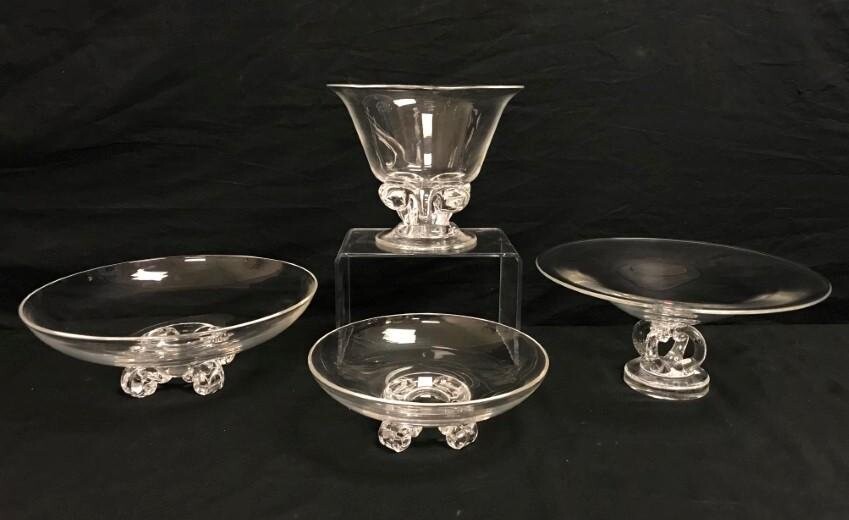 FOUR PIECE STEUBEN CLEAR CRYSTAL GROUP