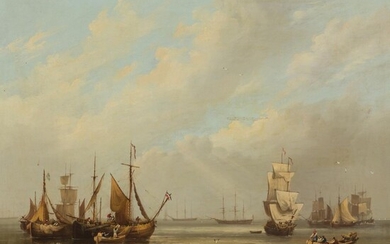 FREDERICK CALVERT (IRISH 1785 - 1845) SHIPS AT ANCHOR
