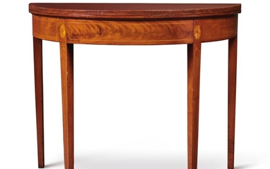 Federal Inlaid and Figured Mahogany Demi-Lune Games Table, Connecticut, circa 1805