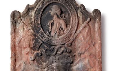 Fine and Rare Cast Iron Fireback, Orange County, New York, possibly Sterling Iron Works, Circa 1765