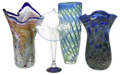 Four Art Glass Studio Vases