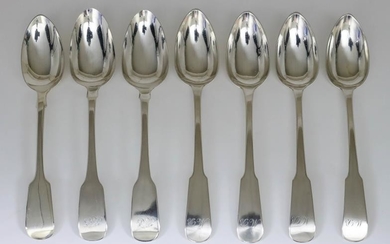Four George III Scottish Silver Fiddle Pattern Tablespoons and...