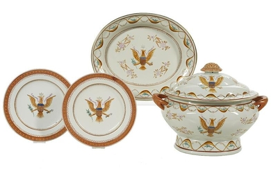 Four Pieces of Eagle-Decorated Porcelain