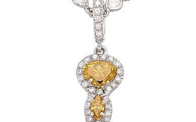 Fred Leighton Colored Diamond, Diamond, Platinum, White Gold Pendant-Necklace...