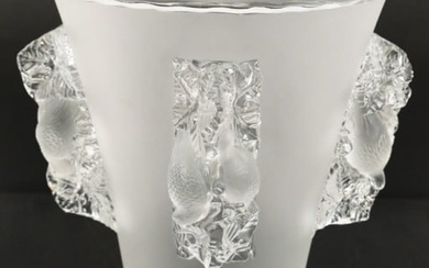 French Lalique St. Emilion Frosted Crystal Vase