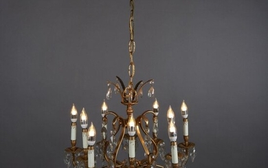 French Louis XV Style Gilt Bronze & Crystal Chandelier