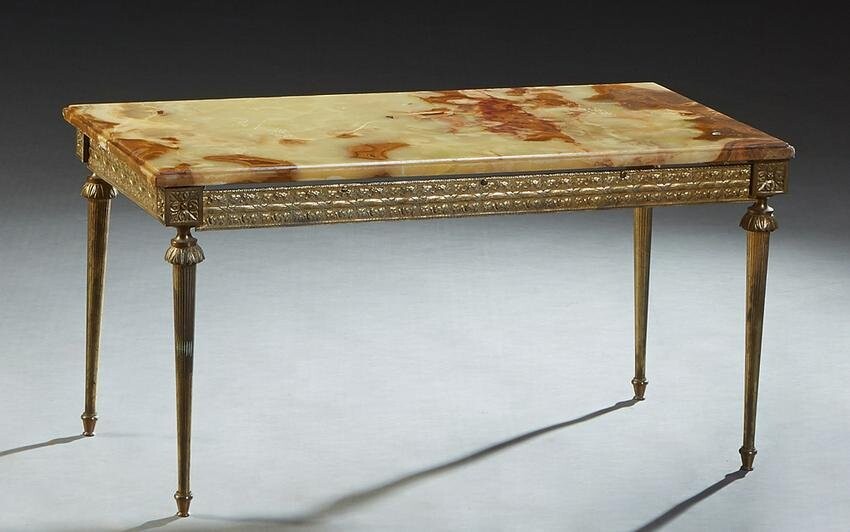 French Louis XVI Style Onyx, Brass and Iron Coffee