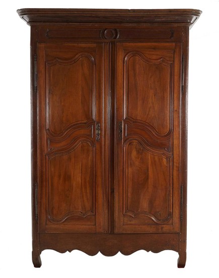 French Provincial carved walnut armoire