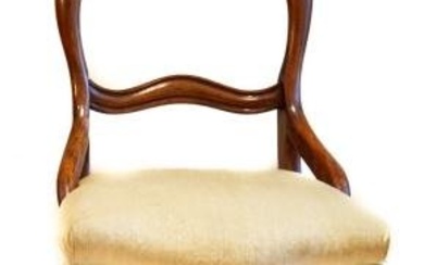French Style Carved Upholstered Round Side Chair