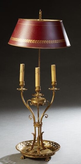 French Style Tole and Bronze Bouillotte Lamp, 20th c.