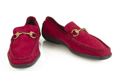 GUCCI cherry red suede leather moccasins loafers flat