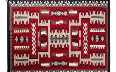 Gabriel Benally (Diné, 20th century) Roomsize Navajo Storm Pattern Weaving / Rug