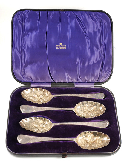 George III Repousse Sterling Berry Spoons