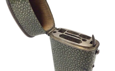 George III shagreen and silver mounted drawing instrument case