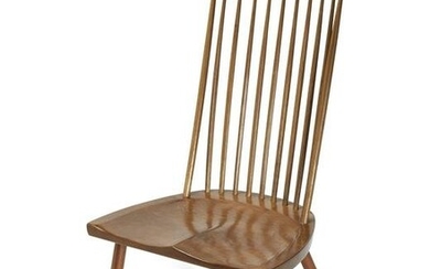 George Nakashima, (1905-1990), Lounge chair, mid-20th century, Walnut, 44.25" H x 24" W x 22" D