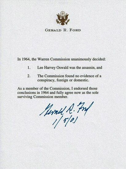 Gerald Ford Warren Commission Letter, Lee Harvey Oswald