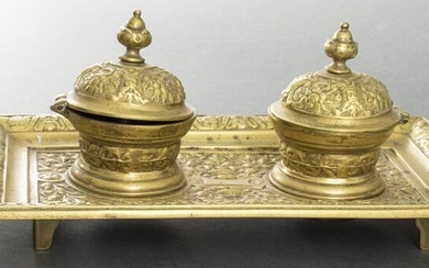 German Renaissance Revival Brass Inkwell