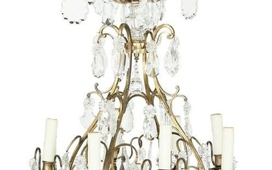 Gilt-Bronze and Cut Crystal Chandelier