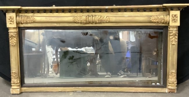 Gilt Wooden Regency Over Mantle Mirror 4ft9in