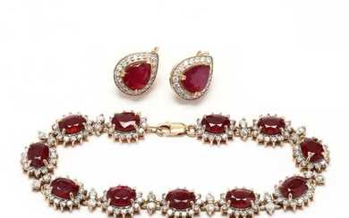 Gold, and Gem-Set Bracelet and Earrings