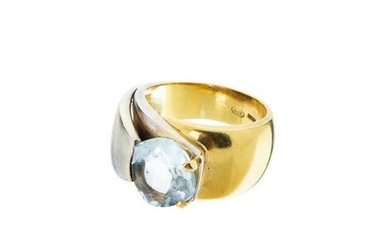 Gold ring with aquamarine stone
