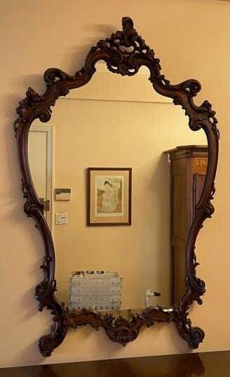 Grand Antique Carved Wood Mirror