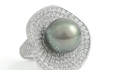 Gray Pearl Diamond Cocktail Ring