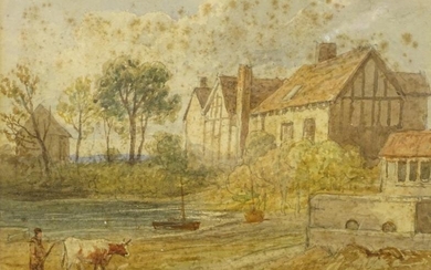 H. Allingham (19thC). River scene, watercolour, signed, 13cm x...