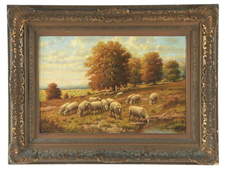 HERMAN ROHDE (AMERICAN, 19TH CENTURY) GRAZING SHEEP IN