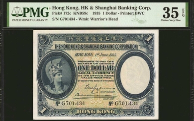 HONG KONG. HK & Shanghai Banking Corp. 1 Dollar, 1935. P-172c. PMG Choice Very Fine 35 EPQ.